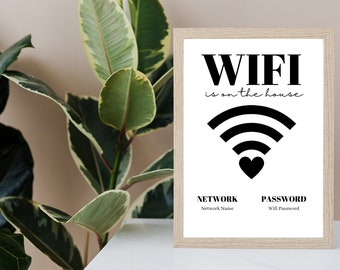 Bearbeitbares Wifi-Informationsschild / Wifi-Infovorlage / druckbares Wifi-Zeichen / bearbeitbare Canva-Vorlage / Airbnb-Gastzeichen / digitales Zeichen / Wifi-Passwort