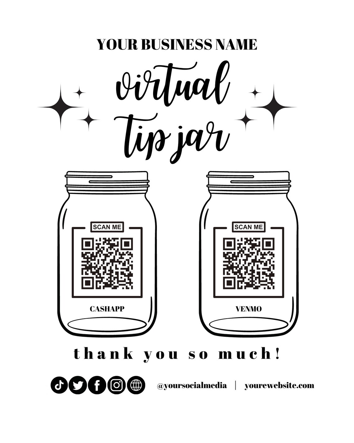 Editable Printable QR Code Sign Template Bundle(8x10)/virtual Tip Jar ...