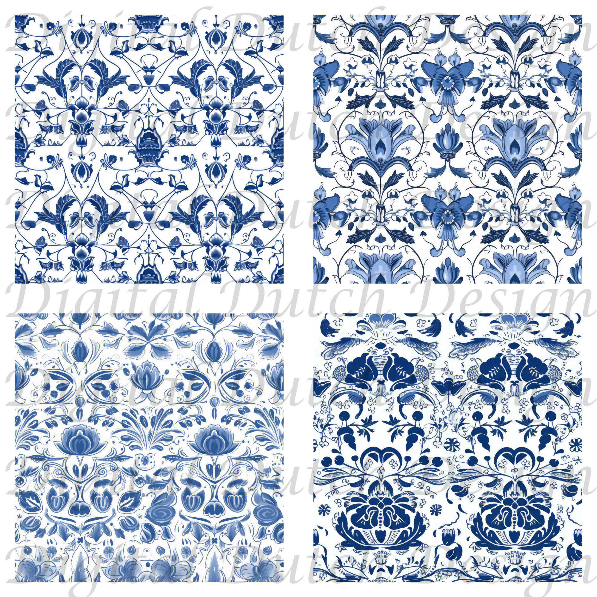 Delft Blue Seamless Pattern, Traditional Dutch Pattern, Royal Blue ...