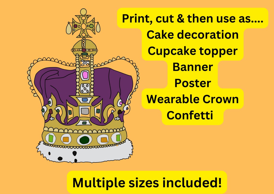 Printable Coronation Crown PDF , Printable Crown, King Charles Crown
