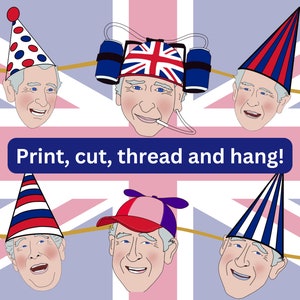 Printable Banner for King Charles Coronation, Coronation bunting, coronation banner, coronation decorations, printable coronation bunting