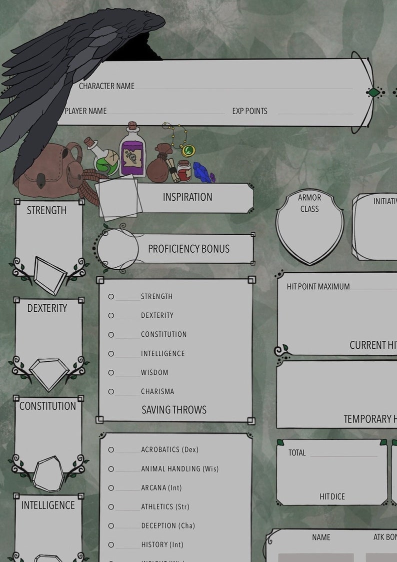 DND 5e Character Sheet Rogue Ranger Etsy