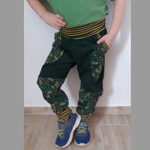 Cotton pants bloomers jungle green for children size 50 - 158 harem cut heart and check