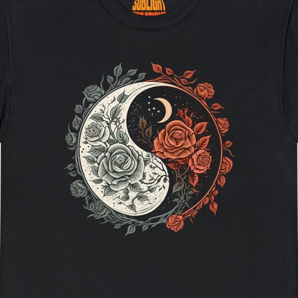 Yin Yang Roses T-Shirt, Grateful Dead, For Deadheads, Unisex, peace, psychedelic, hippie, zen, yin yang, rose