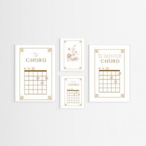 Learn Guitar D Chord Cute Minimal Music Wall Art Printable and Digital