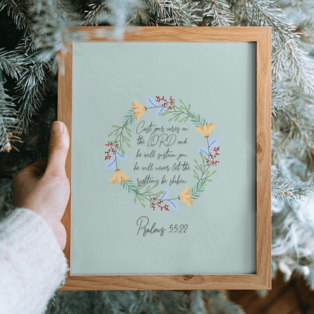 Digital Cute Teal Bible Verse Wall Art - Etsy