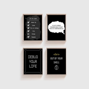 Printable Digital Office Wall Art Bundle Computer Science Coding Software Engineering Minimal
