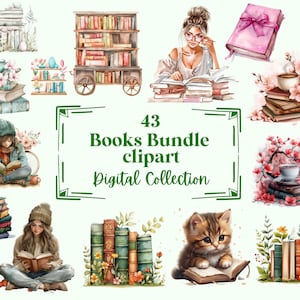 43 Books Bundle Clipart Illustrations, Perfect for Scrapbook, Journal, Planner, Crafts, Instant Download (PNG, WEBP), Commercial Use