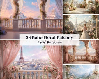 28 boho kwiatowych tła balkonowego, idealne na ślub, urodziny, specjalne dni, macierzyństwo, tło, nakładkę, (format JPG, PNG)