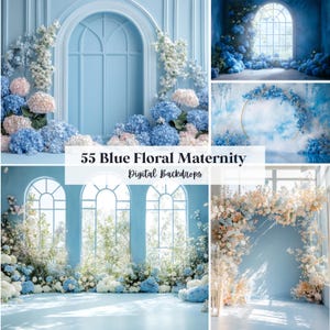 May include: A set of three ceramic mugs with a speckled, cream-colored glaze. Each mug features a different hand-painted floral design in shades of blue, green, and yellow. The mugs have a simple, rounded shape and a comfortable handle.