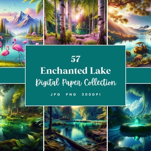 57 Enchanted lake background Digital Paper, Perfect for Textures Backgrounds & Patterns, Instant Download (JPG, PNG), With Commercial Use
