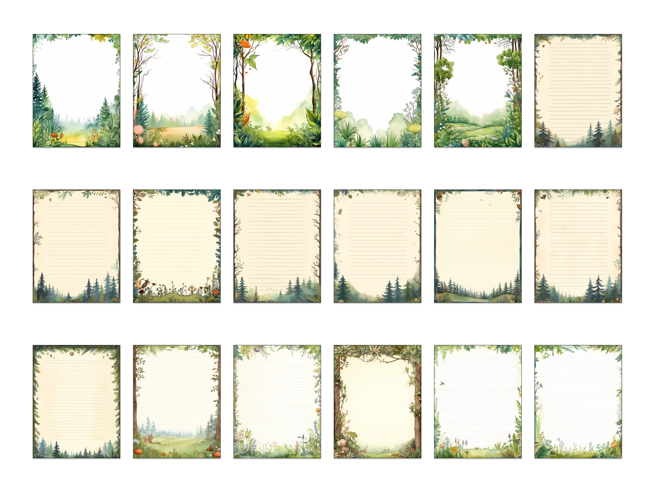 48 Forest Junk Journal Pages, Printable Collage Sheet, Digital ...