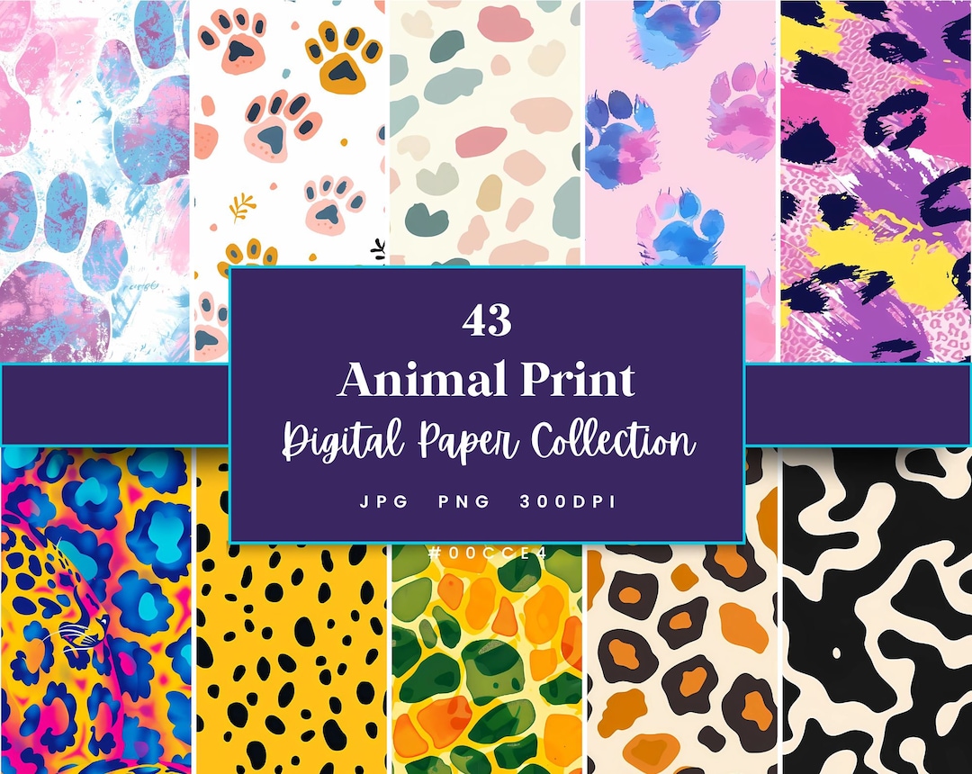 43 Safari Animal Print Seamless Digital Paper, Perfect for Textures ...