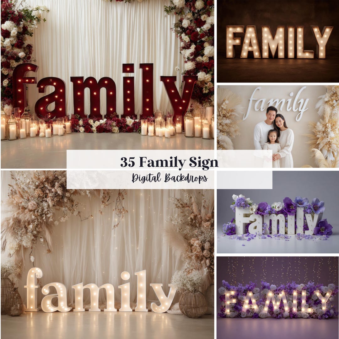 35 Family Sign Digital Backdrops Perfect for Wedding, Birthday, Special ...