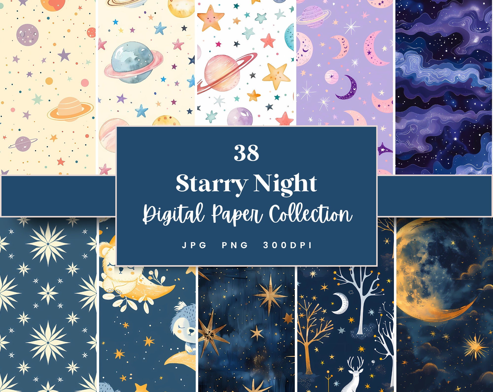 38 Starry Night Seamless Digital Paper, Perfect for Textures ...