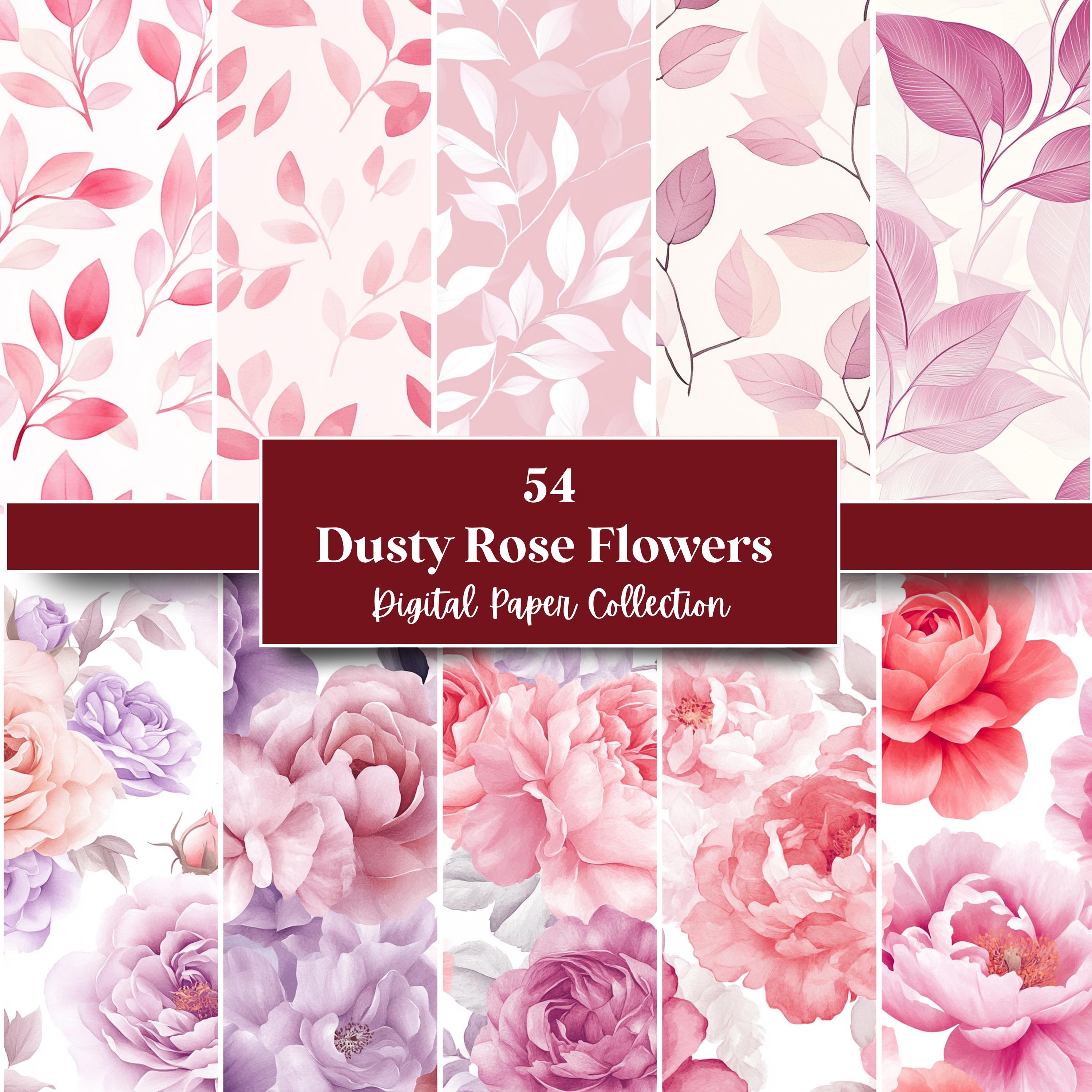 54 Dusty Rose Flowers Seamless Digital Paper, Perfect for Textures ...