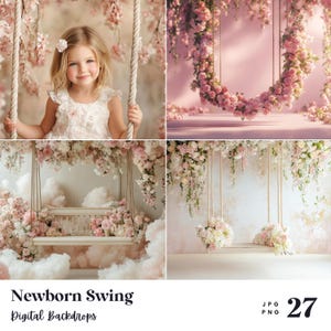 27 Newborn Swing Backdrop, Perfect for Newborn Photoshoot, Birthday, Special Day, Maternity, Background, Overlay, (JPG, PNG Format)