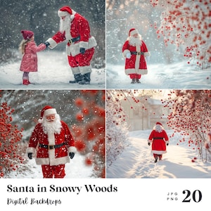 20 Santa in Snowy Woods Backdrops, Perfect for Wedding, Birthday, Special Day, Maternity, Background, Overlay, (JPG, PNG Format)
