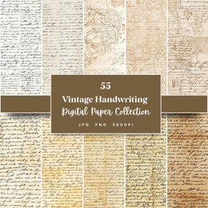55 Vintage Handschrift Digital Papier, Perfekt für Texturen Hintergründe & Muster, Sofort Download (JPG, PNG), Mit kommerzieller Nutzung