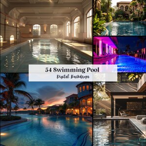 54 Swimming Pool Backdrop Digital Backdrops, Perfect for Wedding, Birthday, Special Day, Maternity, Background, Overlay, (JPG, PNG Format)
