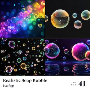 41 Realistic Soap Bubble Digital Overlay Backdrops, Perfect for Wedding, Birthday, Special Day, Maternity, Background, (JPG, PNG Format)