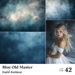 42 Blue Old Master Digital Backdrops, Perfect for Wedding, Birthday, Special Day, Maternity, Background, Overlay, (JPG, PNG Format)