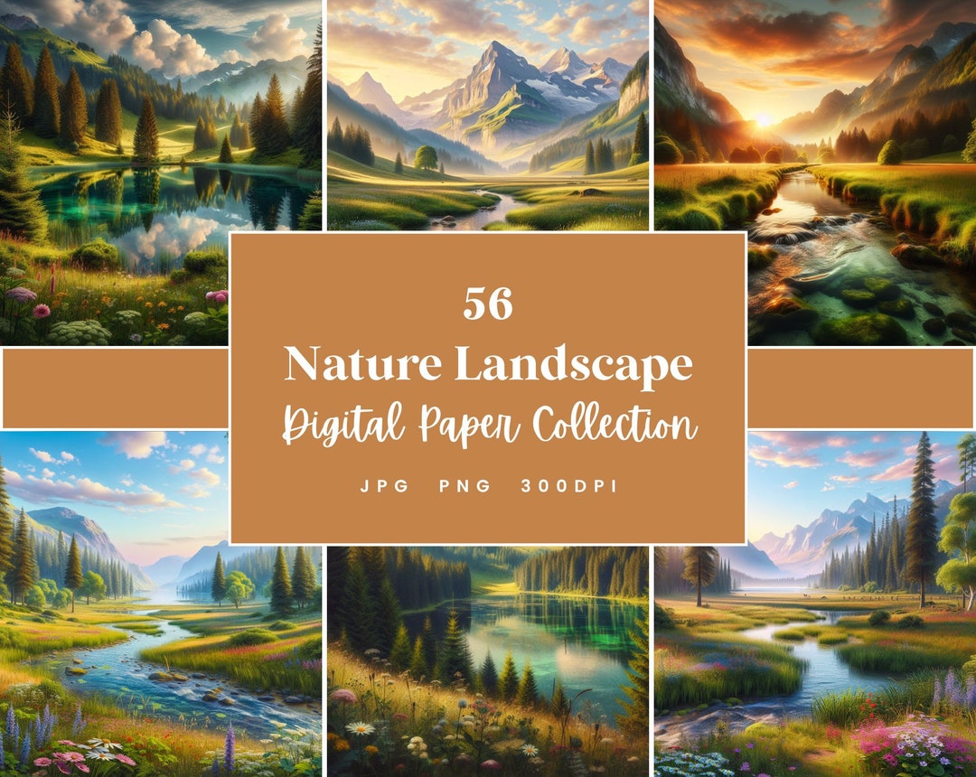56 Nature Landscape Background Digital Paper, Perfect for Textures ...