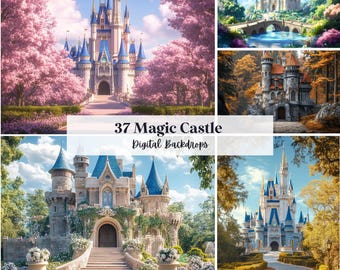 37 Magic Castle Digital Backdrops, Perfect for Wedding, Birthday, Special Day, Maternity, Background, Overlay, (JPG, PNG Format)