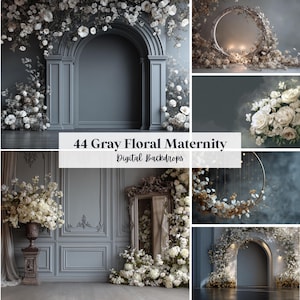 44 Graue Blumen Mutterschaft Kulissen Perfekt für Hochzeit, Geburtstag, besonderer Tag, Mutterschaft, Hintergrund, Overlay, (JPG, PNG-Format)