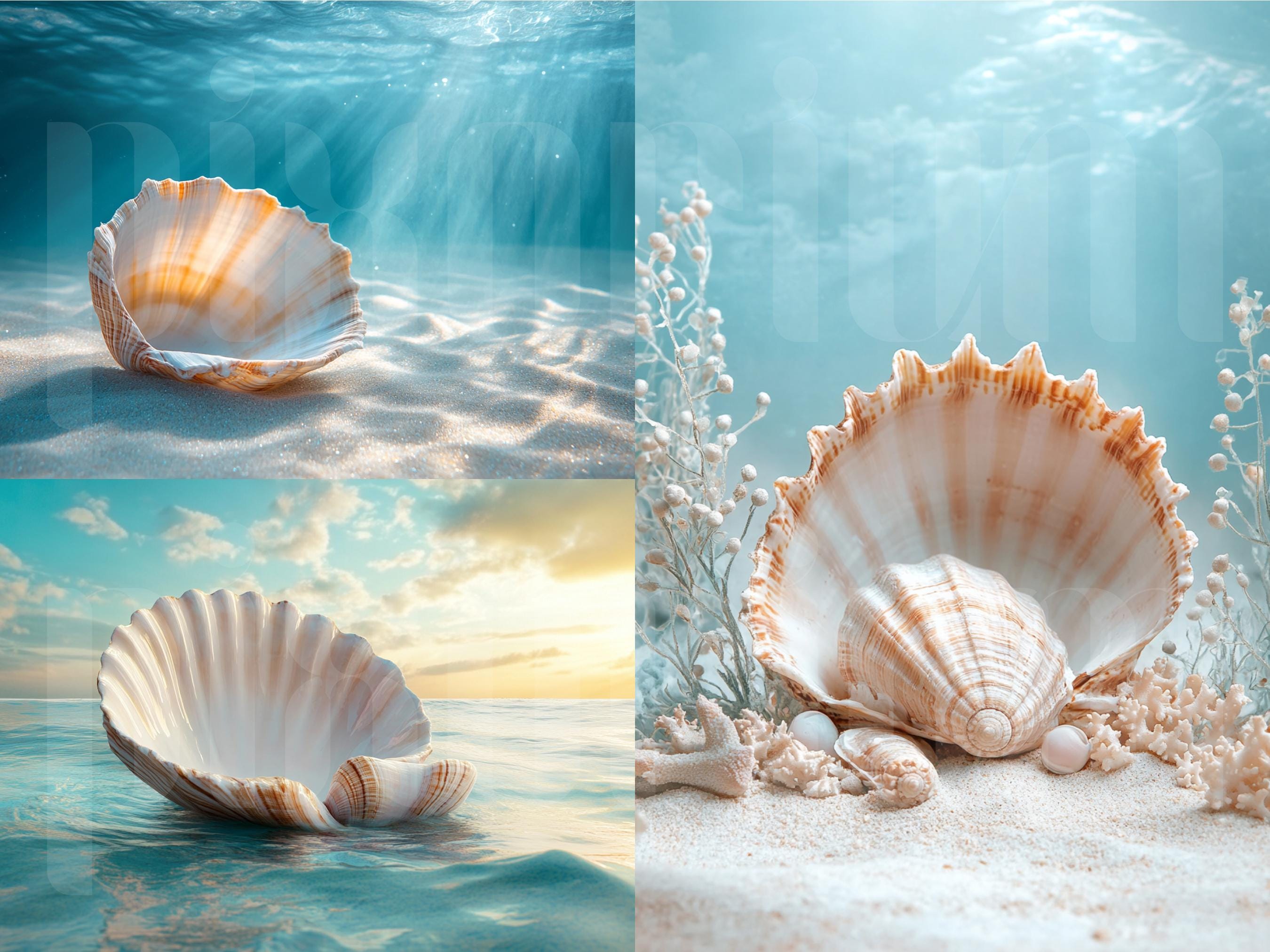 Capos Shells Backdrop 50 Ocean Mermaid Shell Digital Backdrops, Perfect for Wedding, Birthday ...