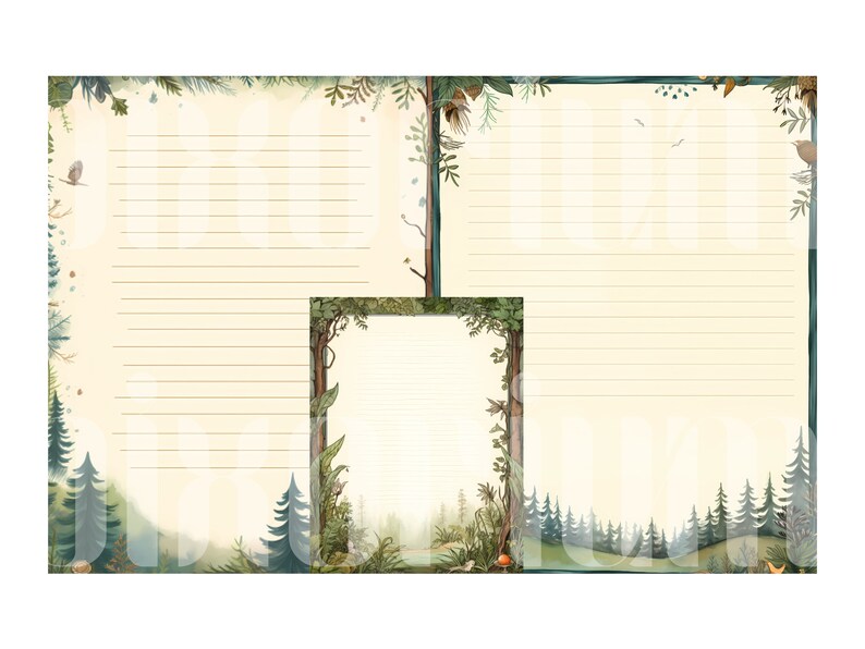 48 Forest Junk Journal Pages, Printable Collage Sheet, Digital ...