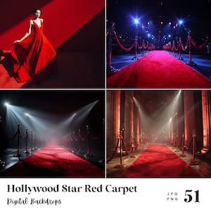 51 Hollywood Star Red Carpet Backdrops, Perfect for Wedding, Birthday, Special Day, Maternity, Background, Overlay, (JPG, PNG Format)