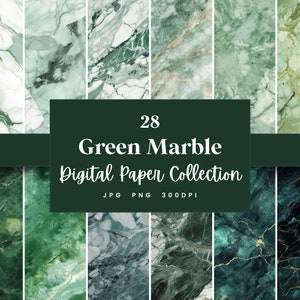 28 Grün Marmor Digitales Papier, Grün Marmor Texturen Hintergründe & Muster, Sofort Download (JPG, PNG), mit kommerzieller Nutzung