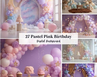27 Pastel Pink Birthday Backdrops, Perfect for Wedding, Birthday, Special Day, Maternity, Background, Overlay, (JPG, PNG Format)