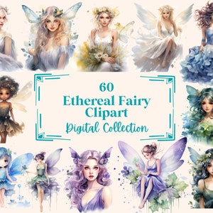 60 Ethereal Fairy Clipart Illustrations, Perfect for Scrapbook, Journal, Planner, Crafts, Instant Download (PNG, WEBP), Commercial Use