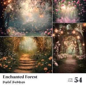 54 Enchanted Forest Digital Backdrops, Perfect for Wedding, Birthday, Special Day, Maternity, Background, Overlay, (JPG, PNG Format)