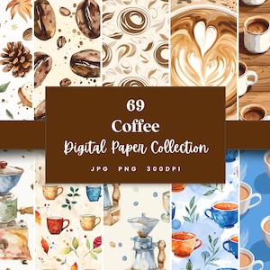 69 Coffee nahtloses digitales Papier, perfekt für Texturen Hintergründe & Muster, Sofort-Download (JPG, PNG), mit kommerzieller Nutzung
