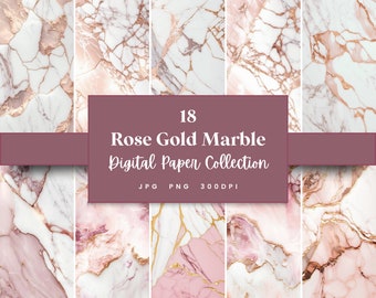 Papier numérique marbré or rose 18, textures et arrière-plans de motifs en marbre, téléchargement immédiat (JPG, PNG), à usage commercial
