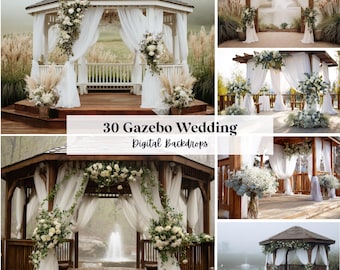 30 fondos digitales con diseño de cenador, perfectos para bodas, cumpleaños, ocasiones especiales, maternidad, fondos y superposiciones (formato JPG, PNG).