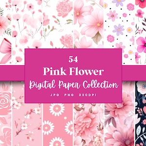 Papel digital 54 flor rosa, perfeito para fundos e padrões de texturas, download instantâneo (JPG, PNG), com uso comercial
