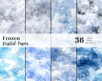 56 Frozen Digital Paper, Seamless, Perfect for Textures Backgrounds & Patterns, Instant Download (JPG, PNG), With Commercial Use