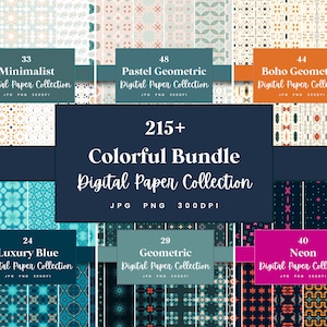 215+ Bundle Geometrisches Digitales Papier, Perfekt für Texturen, Hintergründe und Muster, Sofortiger Download (JPG, PNG), Mit kommerzieller Nutzung