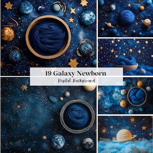 19 Galaxy Newborn Digital Backdrops, Perfect for Wedding, Birthday, Special Day, Maternity, Background, Overlay, (JPG, PNG Format)