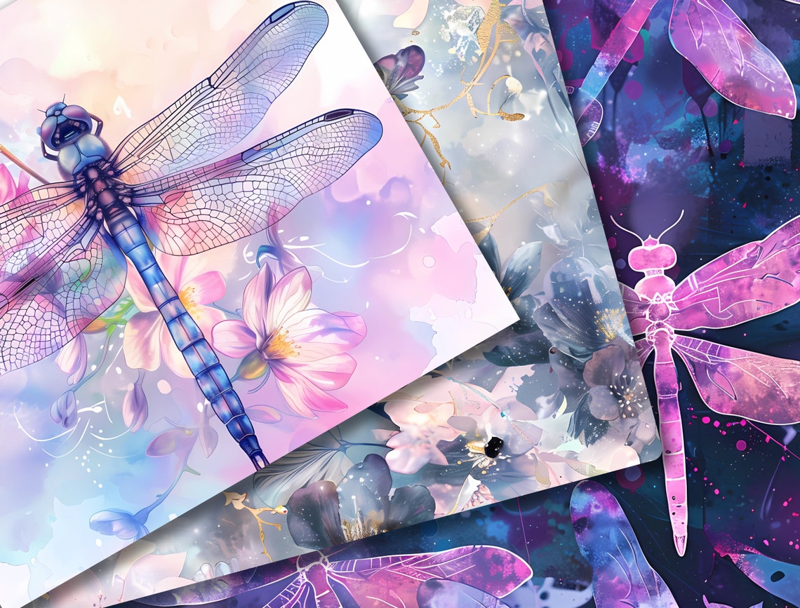 40 Dragonfly Seamless Digital Paper, Perfect for Textures Backgrounds ...