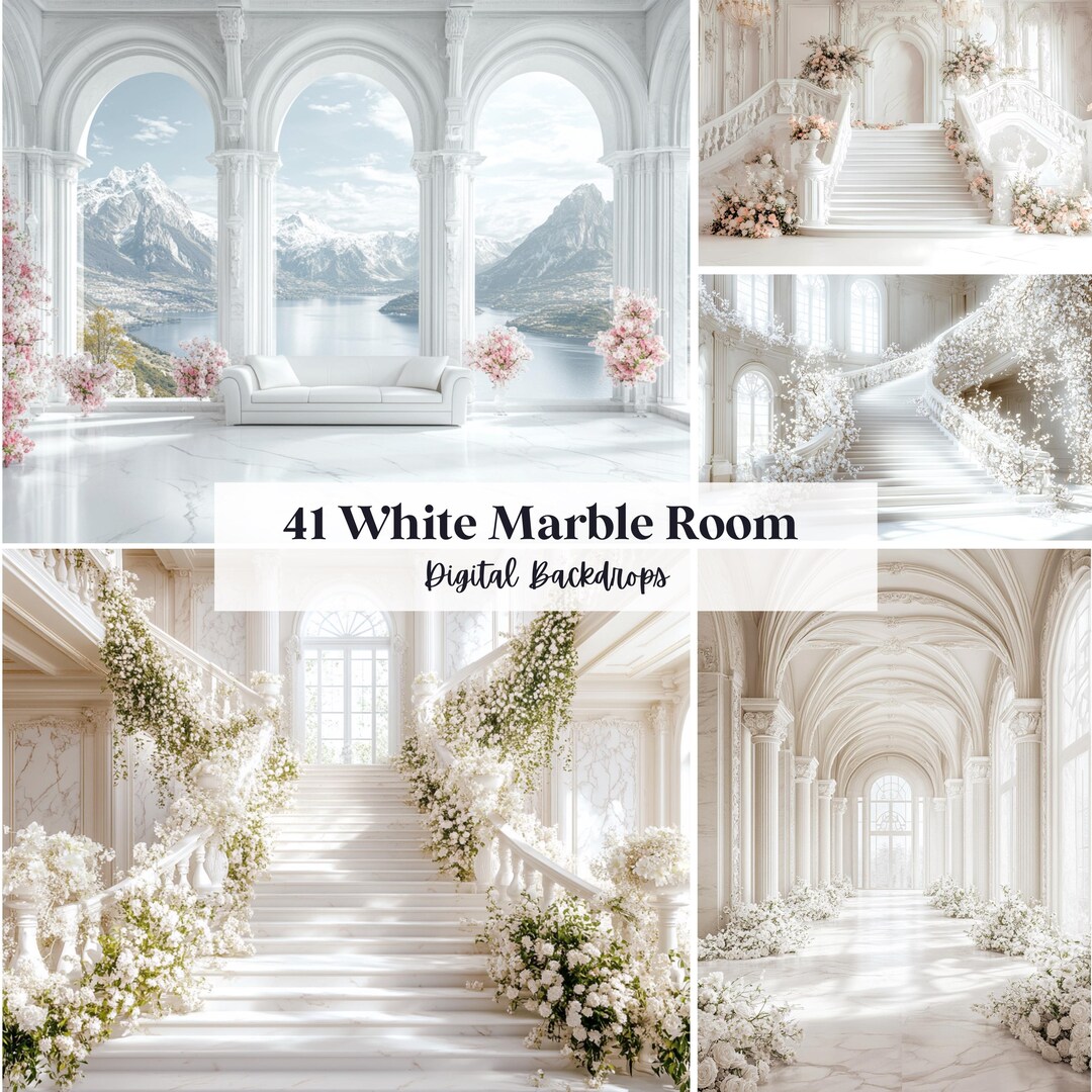 41 White Marble Room Digital Backdrops, Perfect for Wedding, Maternity ...