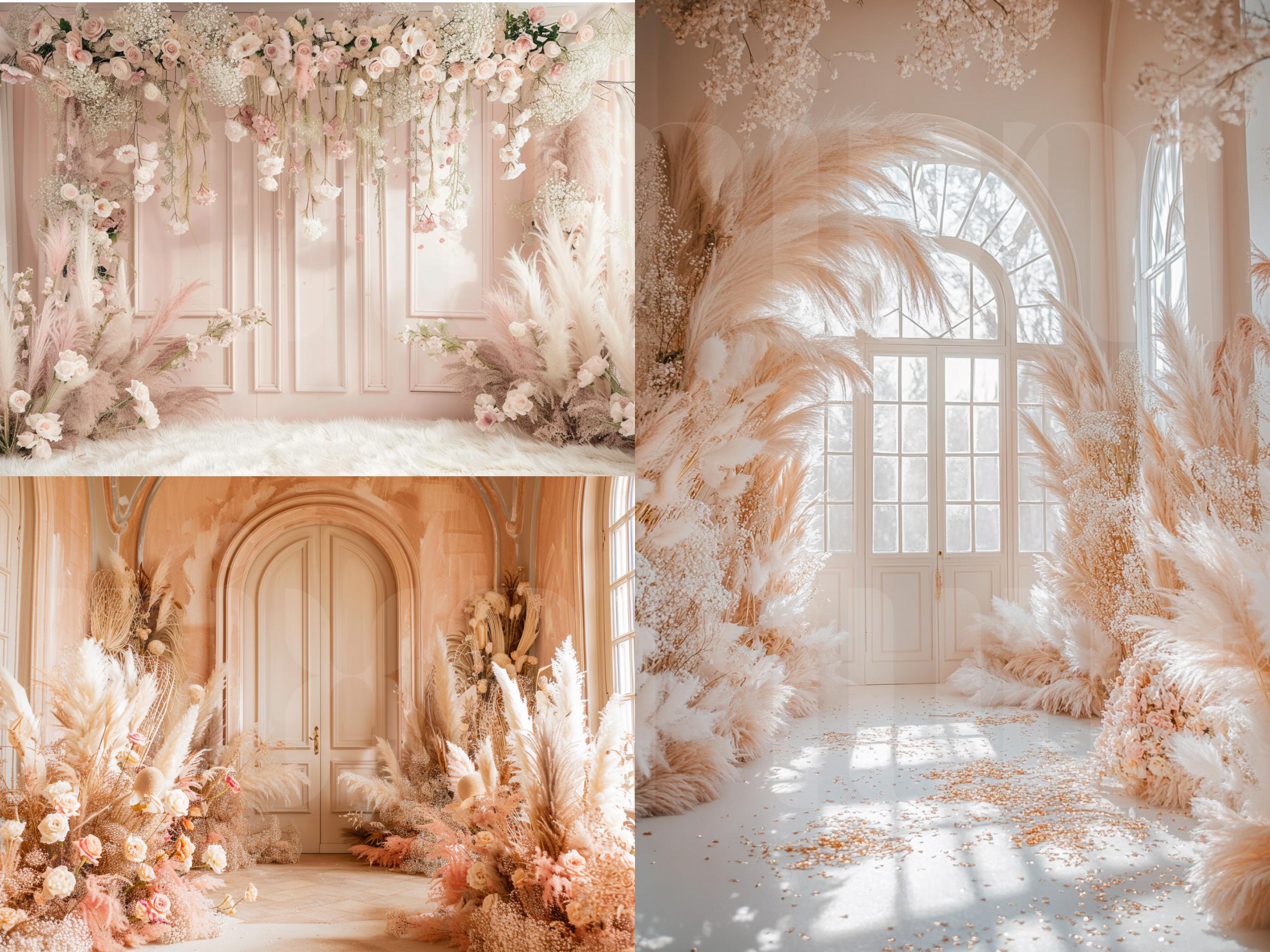 60 Pink Boho Floral Digital Backdrops, Perfect for Wedding, Maternity ...