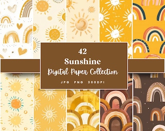 42 Sunshine, Carta digitale senza soluzione di continuità, Perfetto per sfondi e motivi di texture, Download istantaneo (JPG, PNG), Con uso commerciale