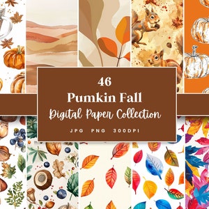 46 Pumkin Fall, nahtloses digitales Papier, perfekt für Texturen Hintergründe & Muster, Sofort Download (JPG, PNG), mit kommerzieller Nutzung