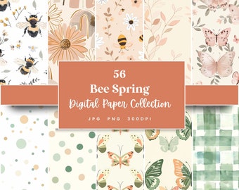56 Bee Spring, Seamless Digital Paper, Perfect for Textures Backgrounds & Patterns, Instant Download (JPG, PNG), With Commercial Use