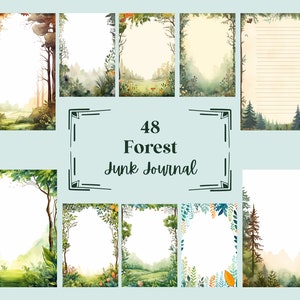 48 Forest Junk Journal Pages, Printable Collage Sheet, Digital ...